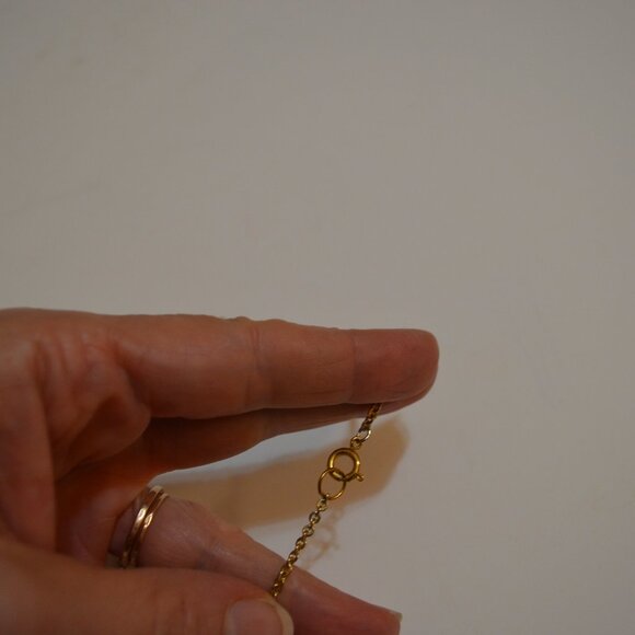 Necklace Golden Rolo Chain Link & Pendant Heart Shape Flower in Glass Vintage - Picture 6 of 7